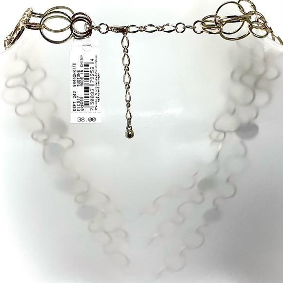 Dillards Gold Silver Circle Link Necklace Layered Adjustable Cocktail Waterfall - Picture 6 of 6